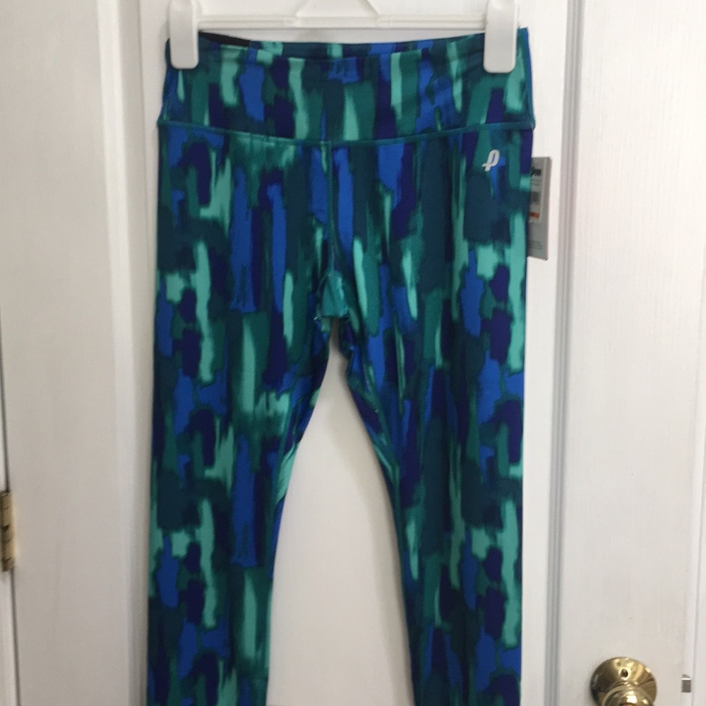 Blue and green running leggings